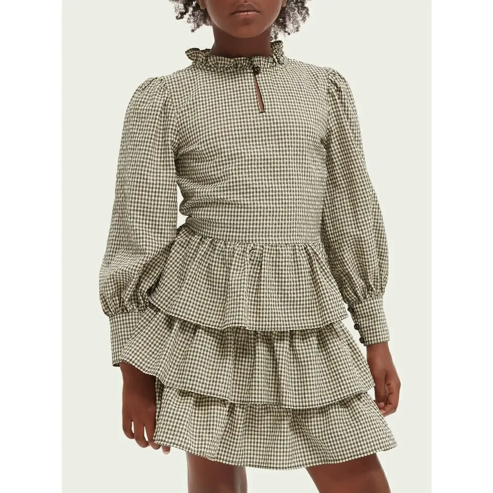 NWT Scotch & Soda Checked ruffled skirt dress size 4